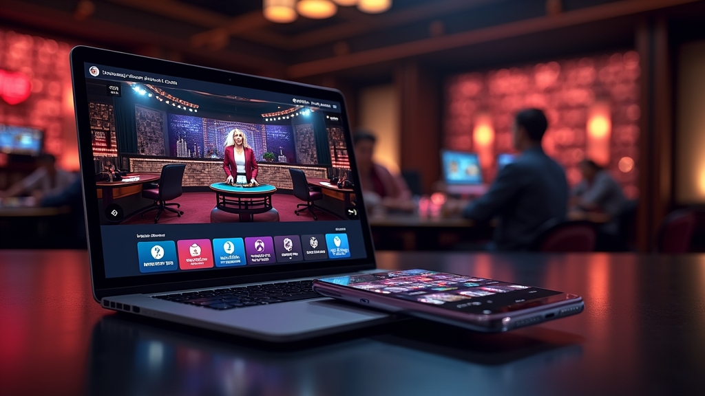 Interface live du casino sur mobile et ordinateur avec table en direct